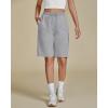 imageluvamia Sweat Shorts for Women Pull On Casual Athletic Bermuda Shorts Drawstring Cotton Long SweatShorts with PocketsHeather Grey
