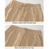 imageluvamia Sweat Shorts for Women Pull On Casual Athletic Bermuda Shorts Drawstring Cotton Long SweatShorts with PocketsLight Khaki