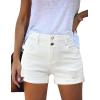 imageluvamia Womens Ripped High Waisted Denim Shorts Stretchy Cuffed Hem Jean ShortsM Chalk White