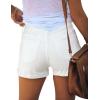 imageluvamia Womens Ripped High Waisted Denim Shorts Stretchy Cuffed Hem Jean ShortsM Chalk White