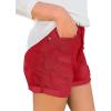 imageluvamia Womens Ripped High Waisted Denim Shorts Stretchy Cuffed Hem Jean ShortsRed
