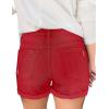 imageluvamia Womens Ripped High Waisted Denim Shorts Stretchy Cuffed Hem Jean ShortsRed