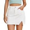 imageluvamia Jean Skirts for Women Denim High Waisted Stretchy Denim Skirt with Slit Trendy Casual Slim Fit Short SkirtsCream White