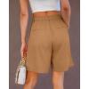 imageluvamia Bermuda Shorts for Women Dressy Casual High Waisted Summer Work Elastic Waist Pleated Dress Shorts with PocketsCamel