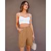 imageluvamia Bermuda Shorts for Women Dressy Casual High Waisted Summer Work Elastic Waist Pleated Dress Shorts with PocketsCamel
