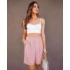 imageluvamia Bermuda Shorts for Women Dressy Casual High Waisted Summer Work Elastic Waist Pleated Dress Shorts with PocketsPink