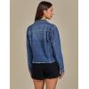 imageluvamia Denim Jacket for Women Distressed Jean Jackets Button Up Vintage Western Trucker Jacket Frayed Hem PocketsTimeless Blue