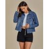 imageluvamia Denim Jacket for Women Distressed Jean Jackets Button Up Vintage Western Trucker Jacket Frayed Hem PocketsTimeless Blue