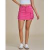 imageluvamia Jean Skirts for Women Denim Stretchy Cargo High Waisted Trendy Y2K Mini Skirt with Utility PocketsMagenta