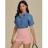 imageluvamia Jean Skorts for Woman High Waisted Pull On Trendy Casual Stretch Denim Skirt with Shorts Asymmetrical Wrap SkortCandy Pink