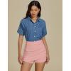 imageluvamia Jean Skorts for Woman High Waisted Pull On Trendy Casual Stretch Denim Skirt with Shorts Asymmetrical Wrap SkortCandy Pink