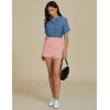imageluvamia Jean Skorts for Woman High Waisted Pull On Trendy Casual Stretch Denim Skirt with Shorts Asymmetrical Wrap SkortCandy Pink