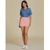 imageluvamia Jean Skorts for Woman High Waisted Pull On Trendy Casual Stretch Denim Skirt with Shorts Asymmetrical Wrap SkortCandy Pink