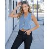 imageluvamia Jean Vests for Women Crop Denim Top Button Down Waistcoat Vest Tank Tops Fashion Casual Sleeveless JacketCool Blue