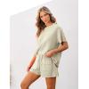 imageluvamia Lounge Sets for Women 2 Piece Casual Summer Outfit Knitted Tops Matching Shorts with Pockets Comfy Co Ord SetsLight Sage