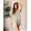 imageluvamia Lounge Sets for Women 2 Piece Casual Summer Outfit Knitted Tops Matching Shorts with Pockets Comfy Co Ord SetsLight Sage
