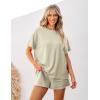 imageluvamia Lounge Sets for Women 2 Piece Casual Summer Outfit Knitted Tops Matching Shorts with Pockets Comfy Co Ord SetsLight Sage