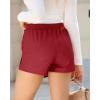 imageluvamia Shorts for Women Faux Leather Skorts High Waisted PU Leather Shorts Elastic Waist Ruched Wrap Skorts SkirtsRed