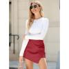 imageluvamia Shorts for Women Faux Leather Skorts High Waisted PU Leather Shorts Elastic Waist Ruched Wrap Skorts SkirtsRed