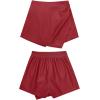 imageluvamia Shorts for Women Faux Leather Skorts High Waisted PU Leather Shorts Elastic Waist Ruched Wrap Skorts SkirtsRed