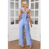 imageluvamia Two Piece Outfits for Women Flowy Square Neck Top High Waisted Wide Leg Pants with Pockets Vacation 2 Piece SetsWhispy Blue