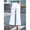 imageluvamia Wide Leg Jeans for Women Trendy High Waisted Flare Jeans Cropped Denim Pants Stretchy Baggy with Patch PocketsCream White