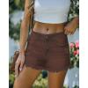 imageluvamia Women Casual High Waisted Denim Shorts Frayed Raw Hem Ripped Jeans ShortsA1 Cocoa Brown