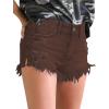 imageluvamia Women Casual High Waisted Denim Shorts Frayed Raw Hem Ripped Jeans ShortsA1 Cocoa Brown