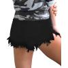imageluvamia Women Casual High Waisted Denim Shorts Frayed Raw Hem Ripped Jeans ShortsTrue Black