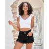imageluvamia Women Casual High Waisted Denim Shorts Frayed Raw Hem Ripped Jeans ShortsTrue Black