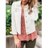 imageluvamia Womens Basic Button Down Stretch Fitted Long Sleeves Denim Jean JacketCream White