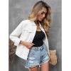 imageluvamia Womens Basic Button Down Stretch Fitted Long Sleeves Denim Jean JacketCream White