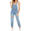 imageluvamia Womens Casual Stretch Adjustable Denim Bib Overalls Jeans Pants JumpsuitsE Lakeside Blue