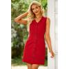 imageluvamia Womens Casual V Neck Sleeveless Jeans Button Down Denim Short DressTrue Red