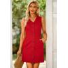 imageluvamia Womens Casual V Neck Sleeveless Jeans Button Down Denim Short DressTrue Red