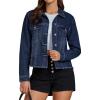 imageluvamia Denim Jacket for Women Distressed Jean Jackets Button Up Vintage Western Trucker Jacket Frayed Hem PocketsNightfall Blue