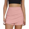 imageluvamia Jean Skorts for Woman High Waisted Pull On Trendy Casual Stretch Denim Skirt with Shorts Asymmetrical Wrap SkortCandy Pink