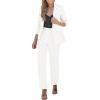 imageluvamia Womens Two Piece Sets Pants Suits Dressy Business Casual Outfits Professional Blazer Pantsuits Set Work OfficeCream White