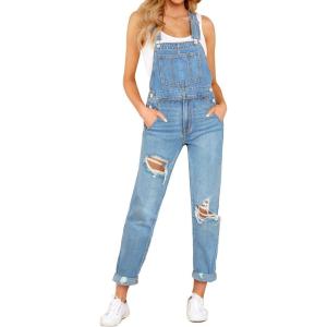 imageluvamia Womens Casual Stretch Adjustable Denim Bib Overalls Jeans Pants JumpsuitsE Lakeside Blue