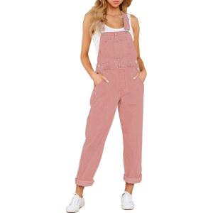 imageluvamia Womens Casual Stretch Adjustable Denim Bib Overalls Jeans Pants JumpsuitsTawny Orange
