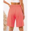 imageluvamia Bermuda Shorts for Women High Waisted Linen Dressy Casual Pleated Wide Leg Summer Shorts with Elastic WaistCoral Red