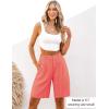 imageluvamia Bermuda Shorts for Women High Waisted Linen Dressy Casual Pleated Wide Leg Summer Shorts with Elastic WaistCoral Red