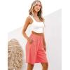 imageluvamia Bermuda Shorts for Women High Waisted Linen Dressy Casual Pleated Wide Leg Summer Shorts with Elastic WaistCoral Red