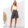 imageluvamia Bermuda Shorts for Women High Waisted Linen Dressy Casual Pleated Wide Leg Summer Shorts with Elastic WaistDark Gray