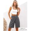 imageluvamia Bermuda Shorts for Women High Waisted Linen Dressy Casual Pleated Wide Leg Summer Shorts with Elastic WaistDark Gray