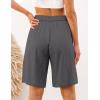 imageluvamia Bermuda Shorts for Women High Waisted Linen Dressy Casual Pleated Wide Leg Summer Shorts with Elastic WaistDark Gray