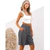 imageluvamia Bermuda Shorts for Women High Waisted Linen Dressy Casual Pleated Wide Leg Summer Shorts with Elastic WaistDark Gray