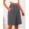 imageluvamia Bermuda Shorts for Women High Waisted Linen Dressy Casual Pleated Wide Leg Summer Shorts with Elastic WaistDark Gray