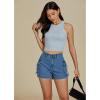 imageluvamia Cargo Shorts for Women Trendy High Wasited Casual Summer Stretchy Utility Cut Off Shorts with PocketsLakeside Blue