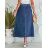 imageluvamia Denim Skirts for Women Trendy A Line Long Maxi Pull On Elastic Waist Drawstring Stretchy Jean Skirt with PocketsClassic Blue
